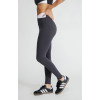 High Waist Crossover Yoga Leggings Color Block Full Length Tights With Back Zipper Pockets