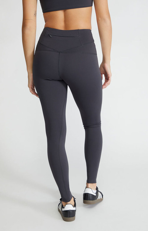 High Waist Crossover Yoga Leggings Color Block Full Length Tights With Back Zipper Pockets