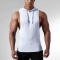 Men's Fitness Cotton European Code Solid Color Sleeveless Hooded Gym Tank Top