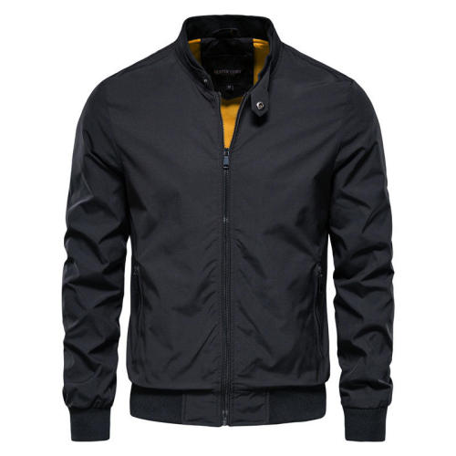 High Quality Solid Color Stand Collar Jacket Men Winter Plus Size Jacket Flyer Bomber Jacket