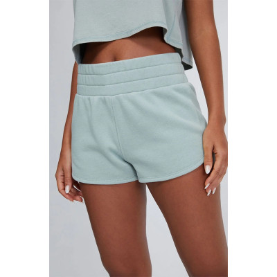 Women fitness cotton yoga shorts side slit running shorts