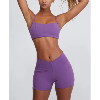 V Waist Compressive Yoga Shorts With side pockets