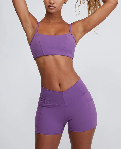 V Waist Compressive Yoga Shorts With side pockets