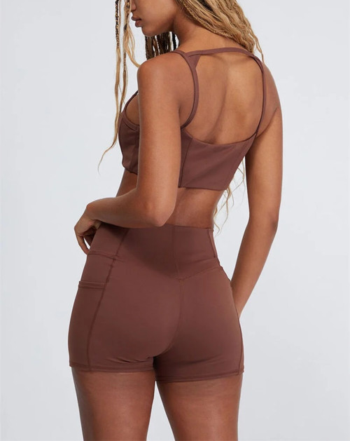 V Waist Compressive Yoga Shorts With side pockets