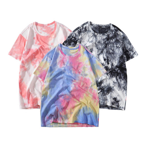 Women Crew Neck Casual Short Sleeve shirt, Tie Dye Print Loose T Shirt ,High Street Tees