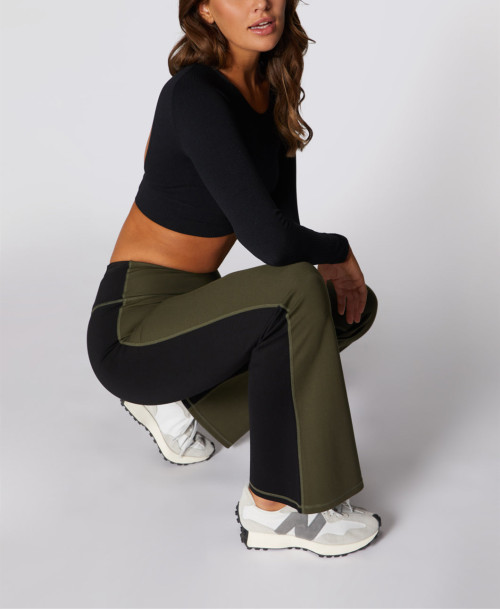 China Manufacturer Stylish Color Block Flared Yoga Pants Casual Bell-Bottomed Pants For Women