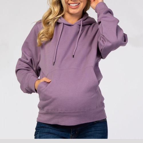 China Manufacturer Long Sleeve Soft Fleece Maternity Drawstring Hoodie