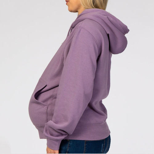 China Manufacturer Long Sleeve Soft Fleece Maternity Drawstring Hoodie