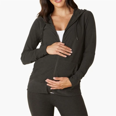 China manufacturer everyday wear zippered front maternity jacket