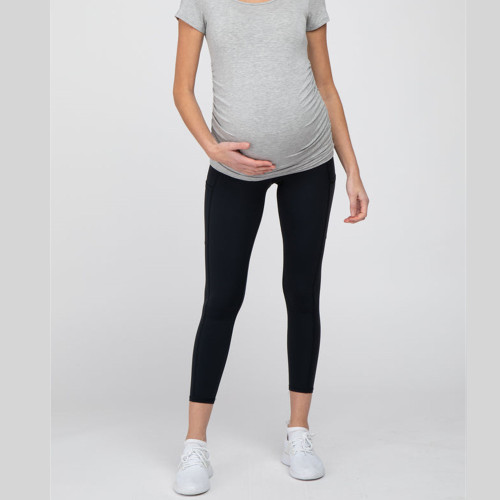 China Manufacturer Side Pocket Cropped Maternity Active Legging