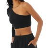 Wholesale Solid Color One Shoulder tank top Long Sleeve  Crop Top Women's yoga wear