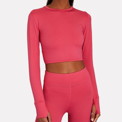 Factory sale Ladies tops scoop neck compression shirt custom logo  t shirts long sleeve for women