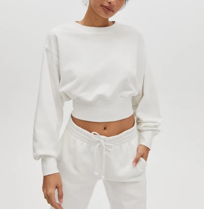 Custom Crop Hoodies For Women 100% Cotton Crewneck Pullover Plain Sweatshirts