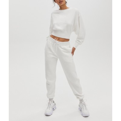 Custom Crop Hoodies For Women 100% Cotton Crewneck Pullover Plain Sweatshirts