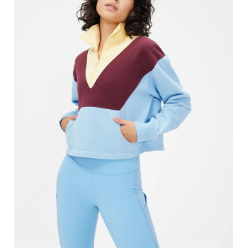 Trendy hoodies for women,stand collar half zipper sweatshirts,patchwork hoodies for women
