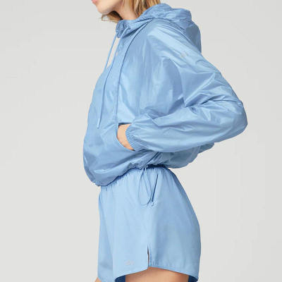 YYFJ03 Custom Jacket,Loose 100% Polyester Windbreaker,Oversized Drawstring Women Casual Windbreaker