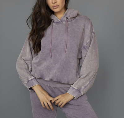 Women's Hooded Sweatshirts,Custom Wash Hoodies with Kangaroo Pockets,Plain Hooded Sweatshirts