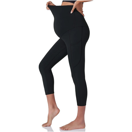 Custom maternity 7/8 length leggings,high waist maternity leggings with phone pockets