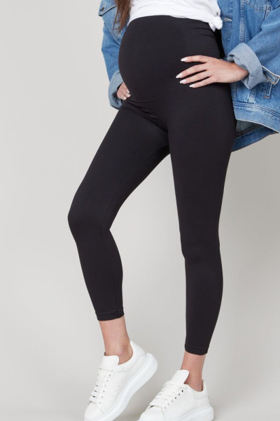 Custom black maternity leggings,back support maternity 7/8 length leggings