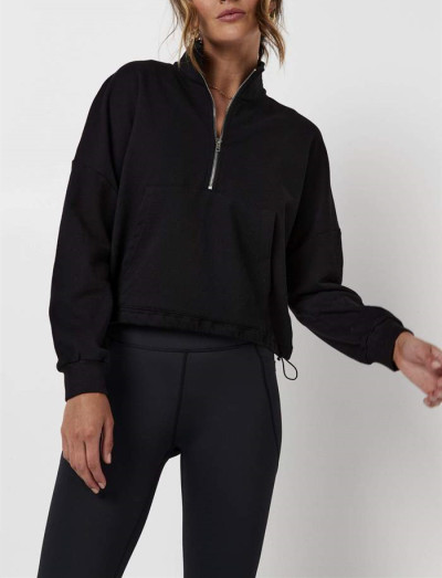 Half-zipper Sweatshirts For Women with adjustable hem