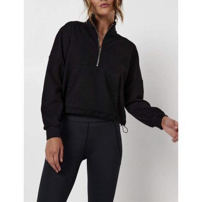 Half-zipper Sweatshirts For Women with adjustable hem