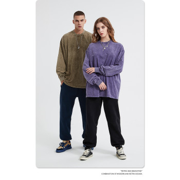 New Long sleeve men's T-shirt,250G long sleeve T-shirt,Autumn winter solid color wash men's T-shirt