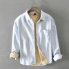 Autumn and winter men's cotton Oxford spinning plus velvet simple comfortable casual shirt