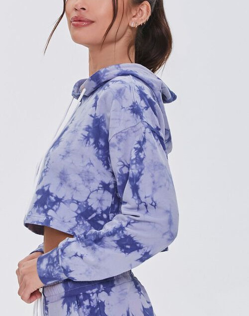 Tie Dye Cropped Hoodies for Women With Drawstrings