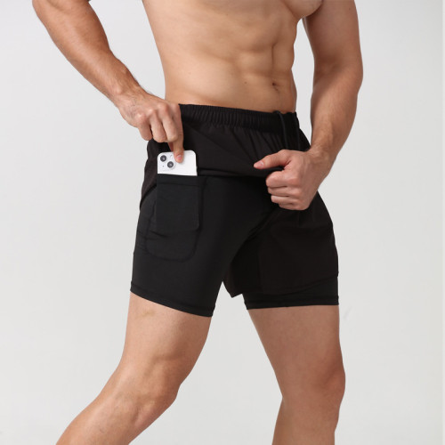 Sports Shorts Running Marathon Loose quick dry lined anti-slip double-layer fitness men's shorts