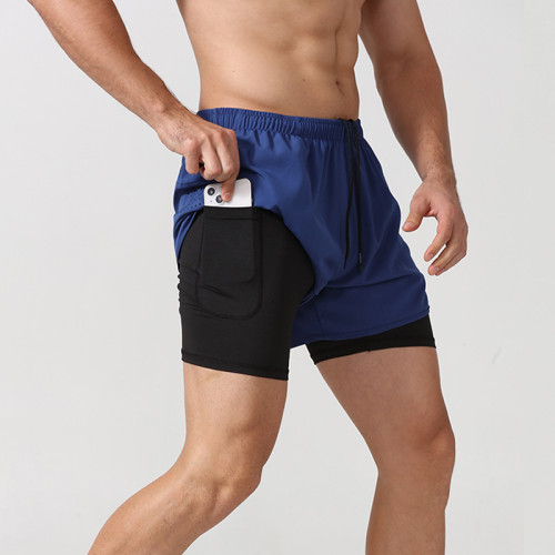 Sports Shorts Running Marathon Loose quick dry lined anti-slip double-layer fitness men's shorts