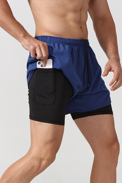 Sports Shorts Running Marathon Loose quick dry lined anti-slip double-layer fitness men's shorts