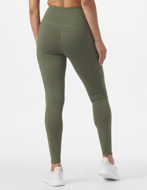 Tummy control solid color yoga leggings with side pockets