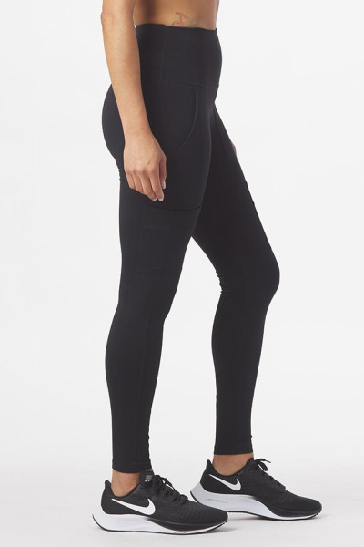 Tummy control solid color yoga leggings with side pockets