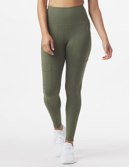 Tummy control solid color yoga leggings with side pockets