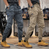 Autumn vintage style overalls elastic waist multi-pocket casual loose men jogger pants