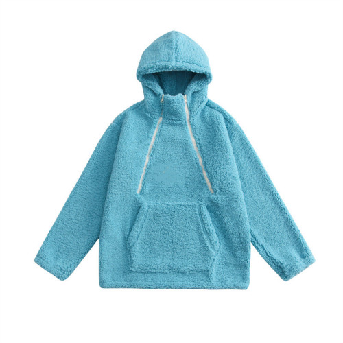 Lamb wool hoodie loose fitting coat men winter for customize