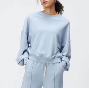 Women's puff shoulder crew neck sweatshirts plain pullover hoodies