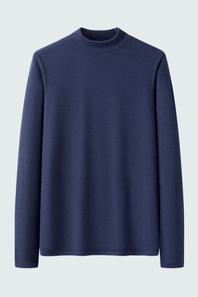 Men's winter crewneck warm knit colorful long sleeves T-shirt