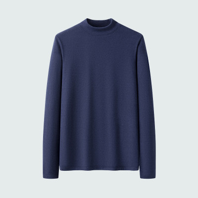 Men's winter crewneck warm knit colorful long sleeves T-shirt