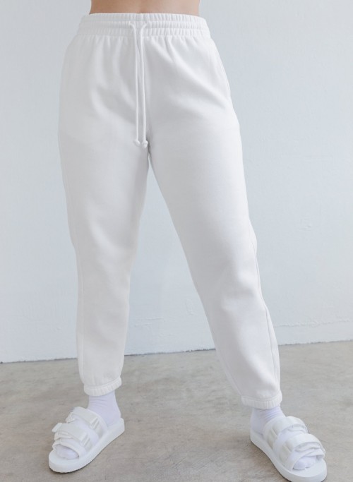 Adjustable wasit women joggers with side pockets cotton fleece sports sweatpants
