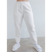 Adjustable wasit women joggers with side pockets cotton fleece sports sweatpants