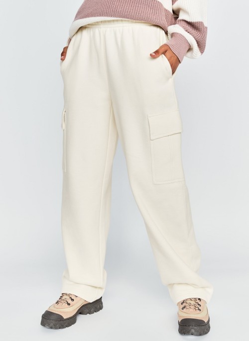 New knitted wide leg pants with side pockets for women plain fleece joggers
