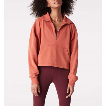 Women's polo collar sweatshirts half zipper cropped hoodies