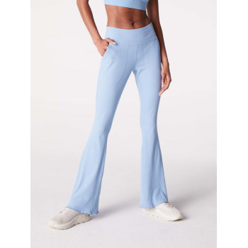 Latest ribbed flared pants open leg yoga leggings with customized logo