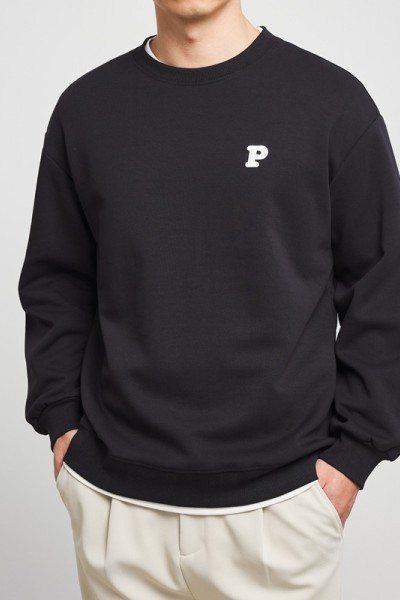Simple letter embroidery pullover hoodie double-sided knitted crewneck casual hoodie for men