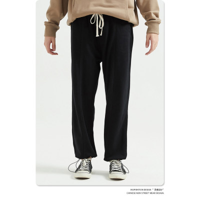 Street new autumn and winter wide leg pants matching trend thin men's trousers