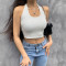 Women Halterneck Crop Top Deep V Neck Vest Sleeveless Backless Tank Tops for Girls