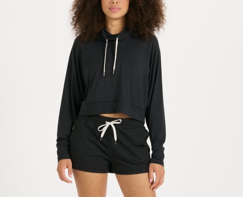 Leisure hooded sweatshirts cropped hoodies with drawstring