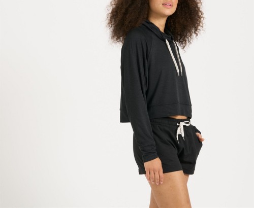 Leisure hooded sweatshirts cropped hoodies with drawstring