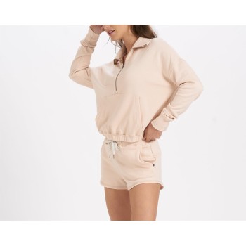 Women leisure cropped sweatshirts half-zipper hoodies